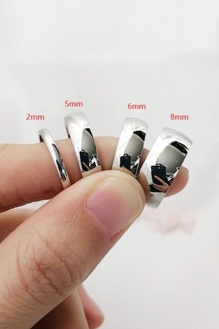Unisex 8mm Geniş Bombeli Çelik Alyans Yüzük Cl19 001
