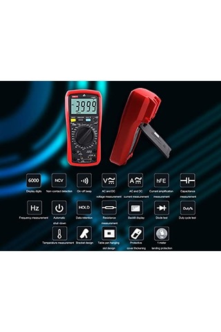 Ut890c Profesyonel Dijital Multimetre Test Cihazı Voltmetre Ampermetre Ohmmetre Rms 6000 Hesapları Işıklı Lcd İle Polimetre Kapasite Testi Ve Sıcaklık Ölçümü