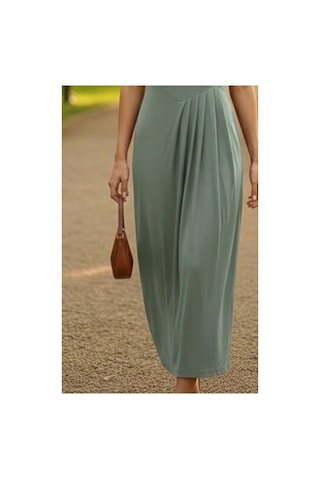 Zdnjeans Pileli Uzun Mint Yeşili Elbise Yeşil