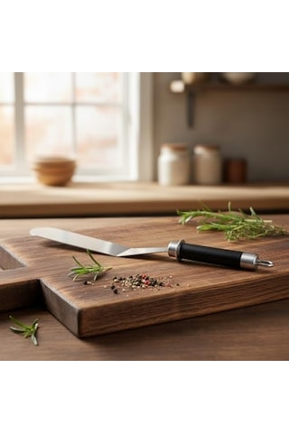 32 Cm Siyah Çelik Pasta Sıvama Spatulası - Profesyonel Krema, Ganaj Ve Hamur Spatulası 0