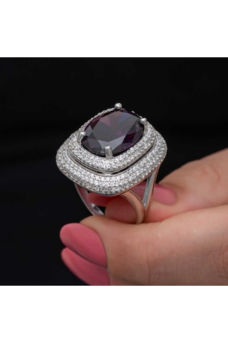 Casera's Gümüş Ametist Taşlı Kadın Yüzük Csr2185509 Gümüş
