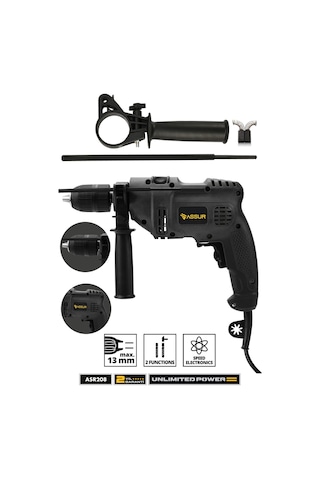 Assur ASR208 500W 13MM Elektrikli Matkap Siyah