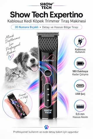 Showtech Expertino Şarjlı Kedi Köpek Pati Altı Ve Hijyen Tıraş Makinesi