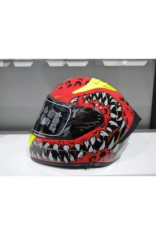 Mts Pro 801 Demon Güneş Gözlüklü Motosiket Kaskı Sarı - Kırmızı