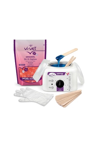 Depi Roll Jupiter Ağda Makinesi + Vi-Vet Granül Pudralı Ağda 1 KG + Spatula 5'li + Eldiven