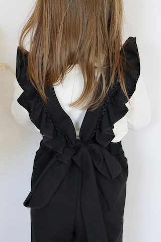 Kız Çocuk Berlin Siyah Pamuklu Fırfırlı Bağlama Detaylı Tulum Siyah