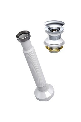 Suera Magic Pipe Körüklü Gider Borusu + Qualis Pop-up Set Zamak - Taşma Deliksiz