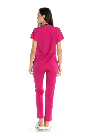 Unisex Likralı Fuşya Renkli Scrubs