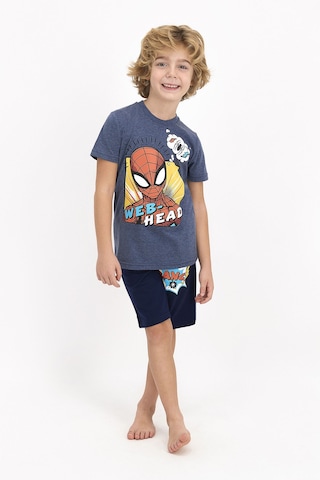 Spider Man Lisanslı Web Head Lacivert Erkek Çocuk Bermuda Takım