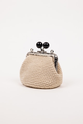 Fabric Craft Bag Bozuk Para Cüzdanı Merserize İplik Klipsli Örgü Açık Kahverengi