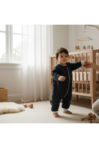 Enhitbaby Uzun Kollu Penye Astarlı 4 Kat Müslin Uyku Tulumu 1.5 Tog Antrasit