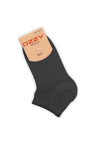 Ozzy Socks 12 Çift Bambu Erkek Dikişsiz Patik Çorap Siyah - Füme