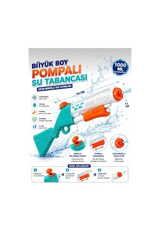 33 Cm Pompalı Su Silahı İle Yaz Eğlencesi Başlasın Klasik Tasarımlı Oyuncak Su Silahı