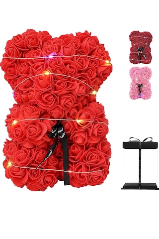 Işıklı Güllerden Ayıcık Teddy, Çiçeklerden Kutulu Ayı, Doğum Gü