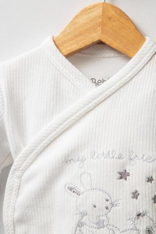 Bebitof %100 Pamuk Sevimli Buluttaki Tavşan Desenli 5 Parça Yenidoğan Hastane Çıkışı Zıbın Seti Bbtf.ekr.20227.03 Ekru