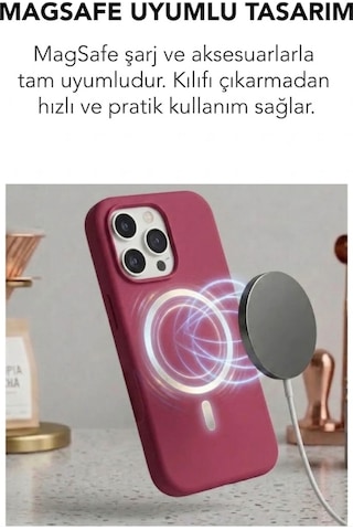 Apple İphone 16 Pro Max Uyumlu Magsafe Lansman Silikon Kılıf Koyu Pembe