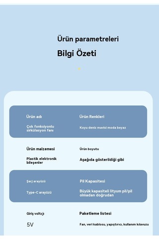 Usb Çok Fonksiyonlu Katlama Öngüsüelektrikli Fan Beyaz 1 Beyaz