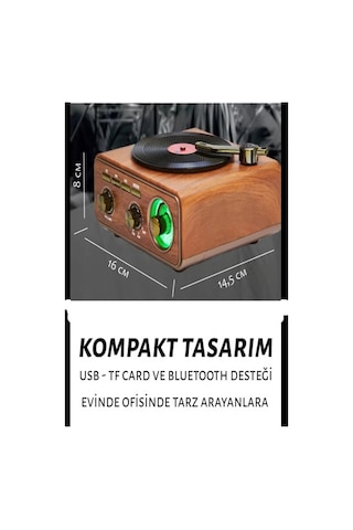 Nostaljik Tasarım Plak Çalar Görünümlü Ralu Bluetooth Hoparlör Retro Müzik Plak Açık Kahverengi 85982998