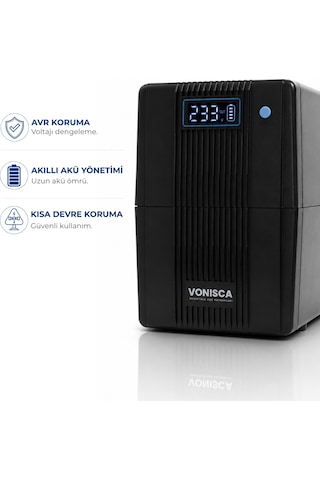D-650 650va Lcd Kesintisiz Güç Kaynağı Line Interactive 1x12v 7ah Ups Bilgisayar Modem Kamera Pc