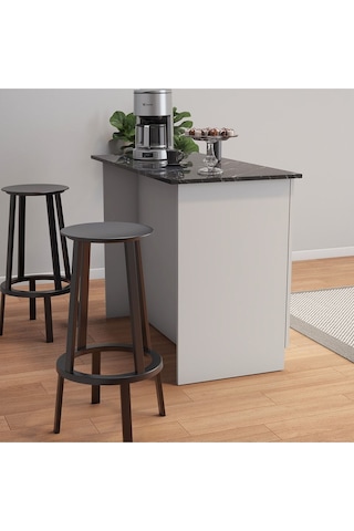 Patentli 120lik Benzila Ada Mutfak, Mutfak Adası, Çok Amaçlı Dolap, Mutfak Masası Siyah - Beyaz