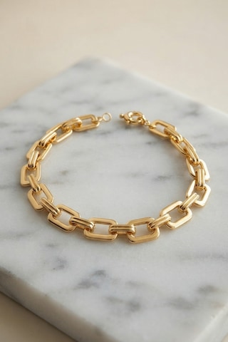 Pirinç Altın Kaplama Gold Renk Kare Zincirli Kadın Bileklik 5886 Mh-hs6945-2006