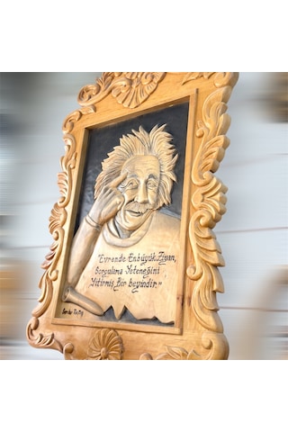 Ahşap El Oyması Einstein Pano
