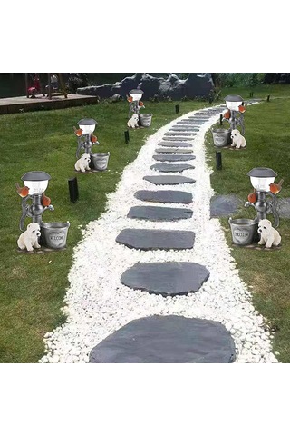 Güneş Enerjili Işıklı Tırmanan Köpek Bahçe Heykeli, Dış Mekan Reçinesi