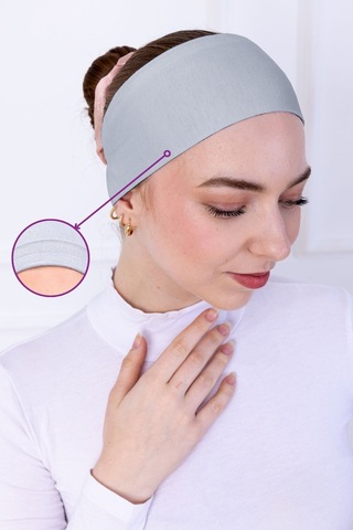 Kaymayan Silikonlu Bandana Bone - Sportif Saç Bandı-açık Gri Açık Gri