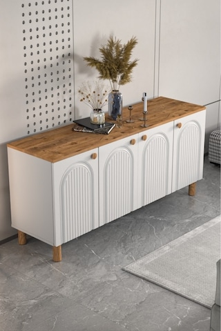 Bohem Konsol Mdf Kapak Ceviz - Beyaz