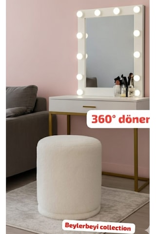 360 Derece Döner Makyaj Yapma Rahatlığı Sunar , Odanızın Köşe Takımına Renk Katacaktır, Makyaj Pufu Krem