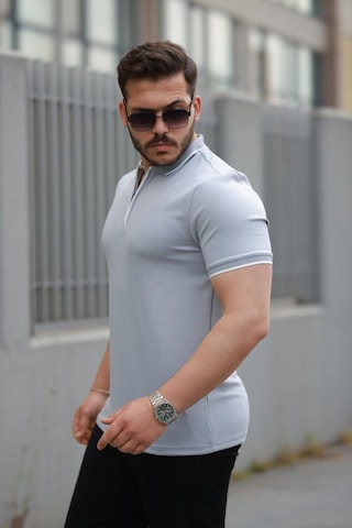 Butik İstanbul Erkek Fermuar Yakalı Çizgi Detaylı Kısa Kollu Tişört Gri