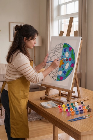 Paskalya Yumurtası Desenli Mandala Ahşap Boyama Seti 40x50 Cm