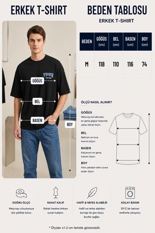 Neco Giyim Unisex Oversize Geniş Kesim %100 Pamuk Yumuşak Dokulu Basic Bisiklet Yaka Tişört Siyah V