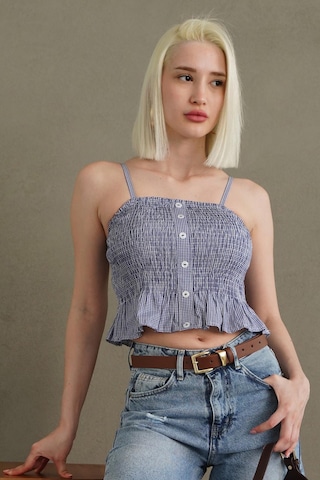 Madmext Saks Ayarlanabilir Askı Pötikareli Crop Mg2371 Saks