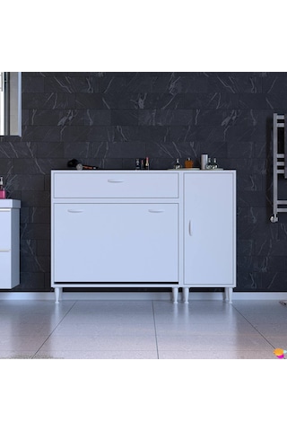 Modilayn Yenice 125x97x32, 5 Cm 3 Raflı Ve 3 Sepetli Dolap İle Çamaşırlarınız Artık Daha Düzenli. Beyaz