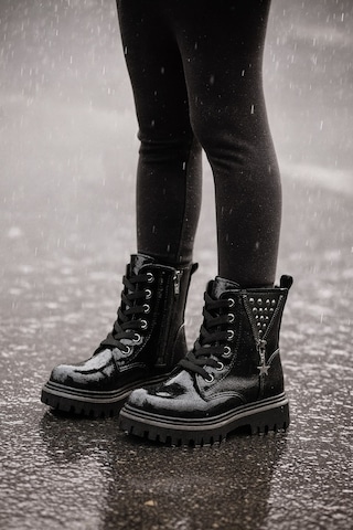 Ortopedik Bağcıklı Fermuarlı Kız Çocuk Bot Ayakkabı Siyah Kız Çocuk Bot Gümüş