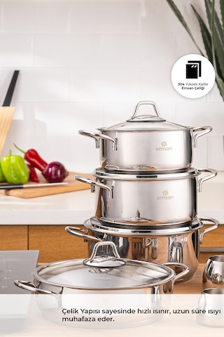 Emsan Batu 14 Parça Çelik Çeyiz Seti Gümüş