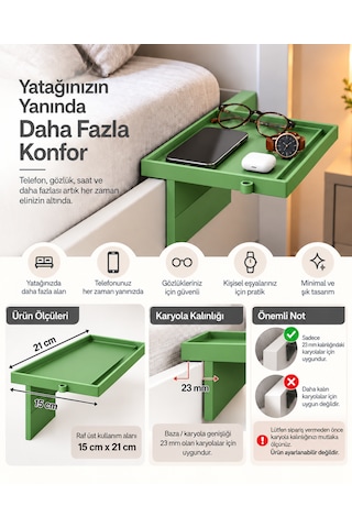 Yatak Yanı Pratik Raf Yeşil