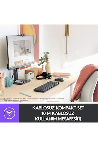 Mk220 Kablosuz Türkçe Klavye Mouse Seti - Siyah