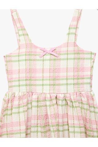 Koton Kare Yaka A Kesim Ekoseli Askılı Elbise Pembe Ekose 6skg80186aw