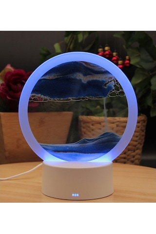 Işıklı Kum Saati - Kum Dağı Akış Tablosu Büyük Boy Renk Değiştiren - Mavi