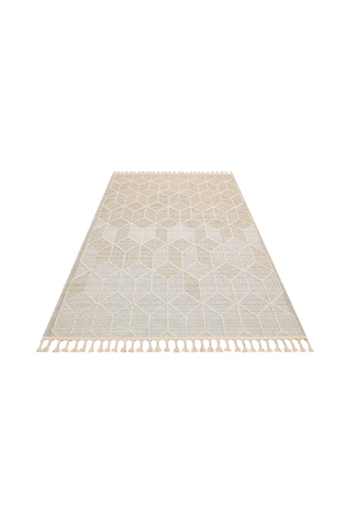 Loft Lf03 Geometrik Desenli Bej Modern Salon Halısı Hav Toz Vermez
