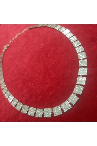 Fashion Jewelry Kare İşlemeli Çelik Kolye Gold
