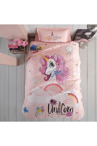 Clasy Ranforce Yatak Örtüsü Tek Kişilik Pink Dreams V1 Pudra