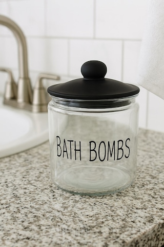 Qerhome Vakumlu Kapaklı Şeffaf Cam Banyo Düzenleyici Kavanoz Bath Bombs 1800 Ml Şeffaf