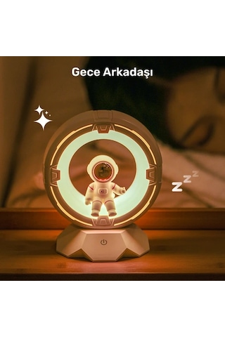Honeybeeshop Bgprıder Modern Astronot Gece Lambası Pembe Dokunmatik 3 Renk Led 4 Parlaklık Seviyeli 1200mah Şarjlı Yatak Odası Masa Lambası Doğum Günü Noel Hediyesi Pembe