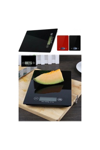 Dijital Mutfak Tartısı - 5 Kg Kapasite, 1 Gram Hassasiyet, Şık Siyah Cam Tasarım Çok Renkli