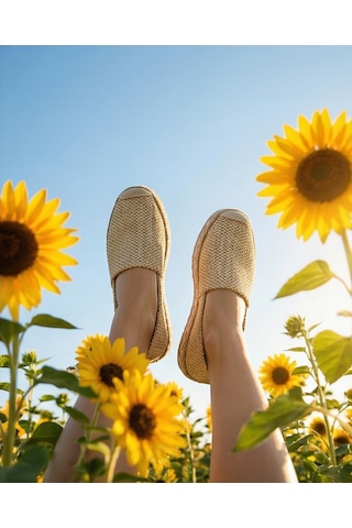 Futsishoes Lucıa Hasır Hakiki Deri Dikiş Detaylı Kadın Espadril Bej