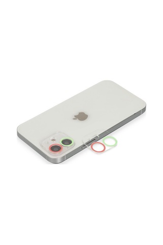 İphone 12 Mini Renkli Kamera Lens Koruma Cam - Yeşil-pembe