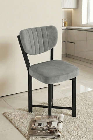 Northcity Sandalye 1 Adet Baby Face Kumaş Metal Modern Mutfak Sandalyesi Cafe Balkon Ofis Elma 9814 Gri Açık Gri